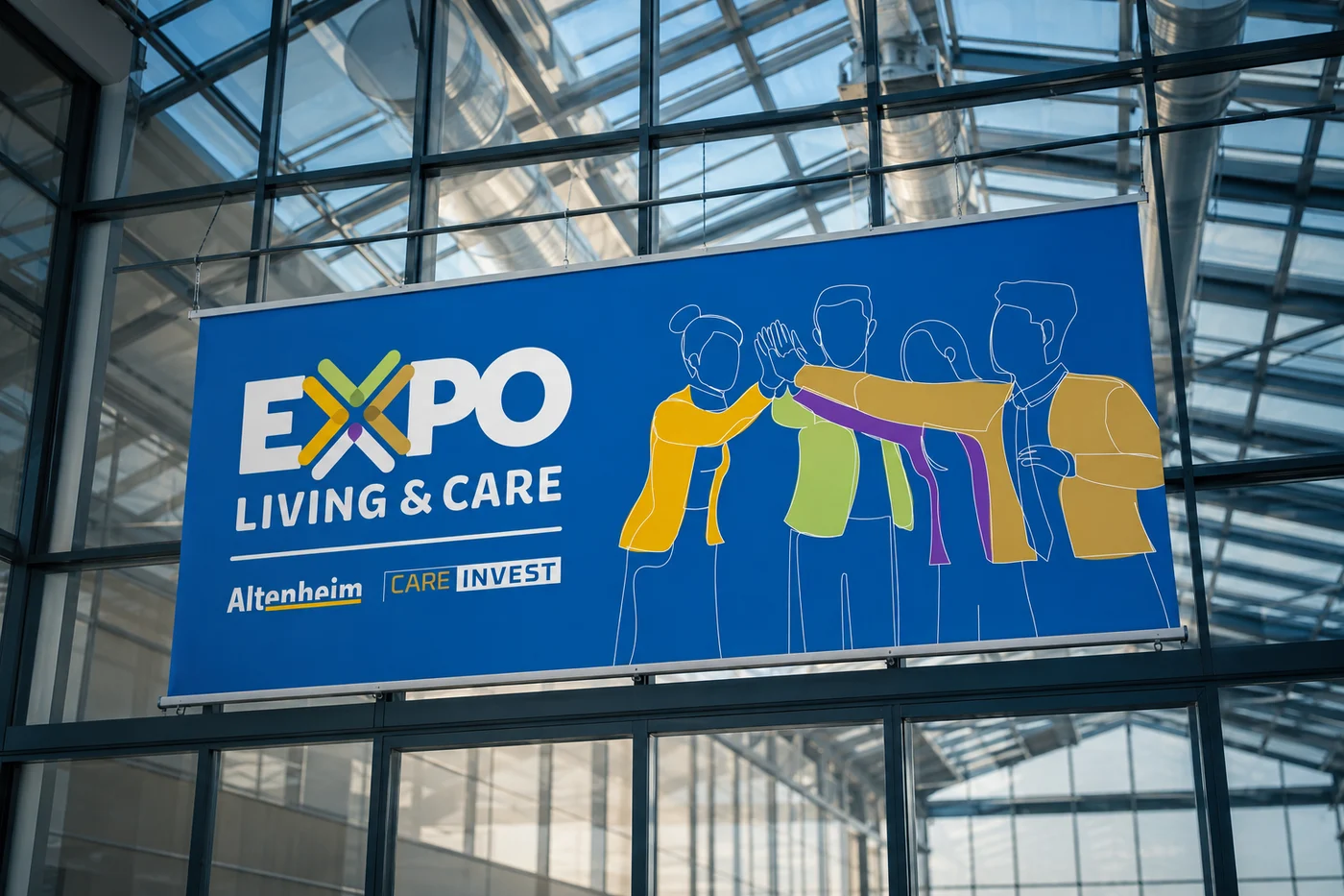 EXPO LIVING & CARE — Hängebanner in der Eingangshalle